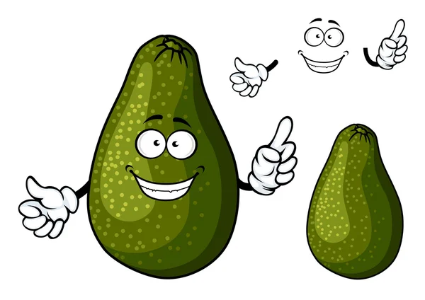 Sorridente maturo avocado verde carattere frutta — Vettoriale Stock