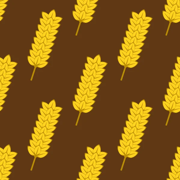Seamless yellow ripe wheat spikes pattern — Stock Vector