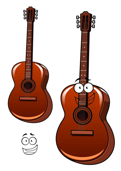 Personagem de desenho animado de guitarra acústica clássica — Vetor de Stock