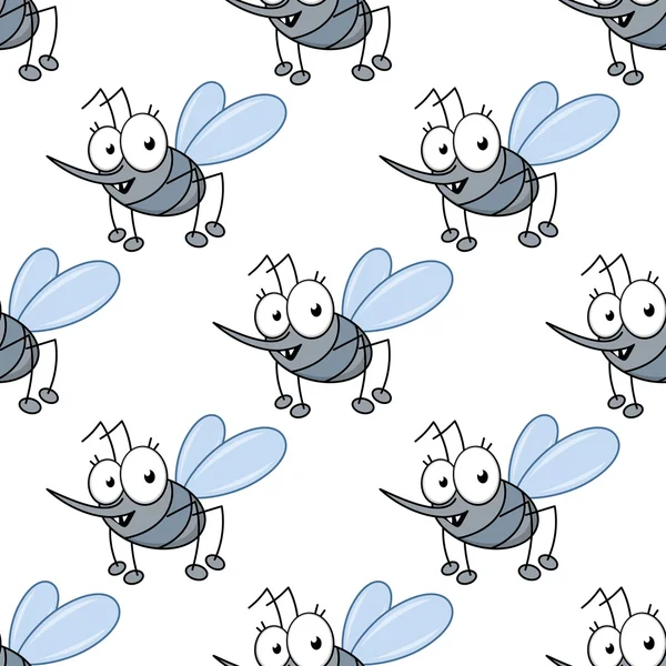 Funny cartoon mosquitos seamless pattern — Stock Vector
