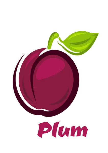 Buah plum segar dalam gaya kartun - Stok Vektor