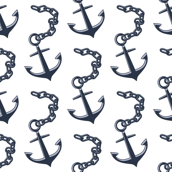 Vintage anchors with chains seamless pattern — Stock Vector