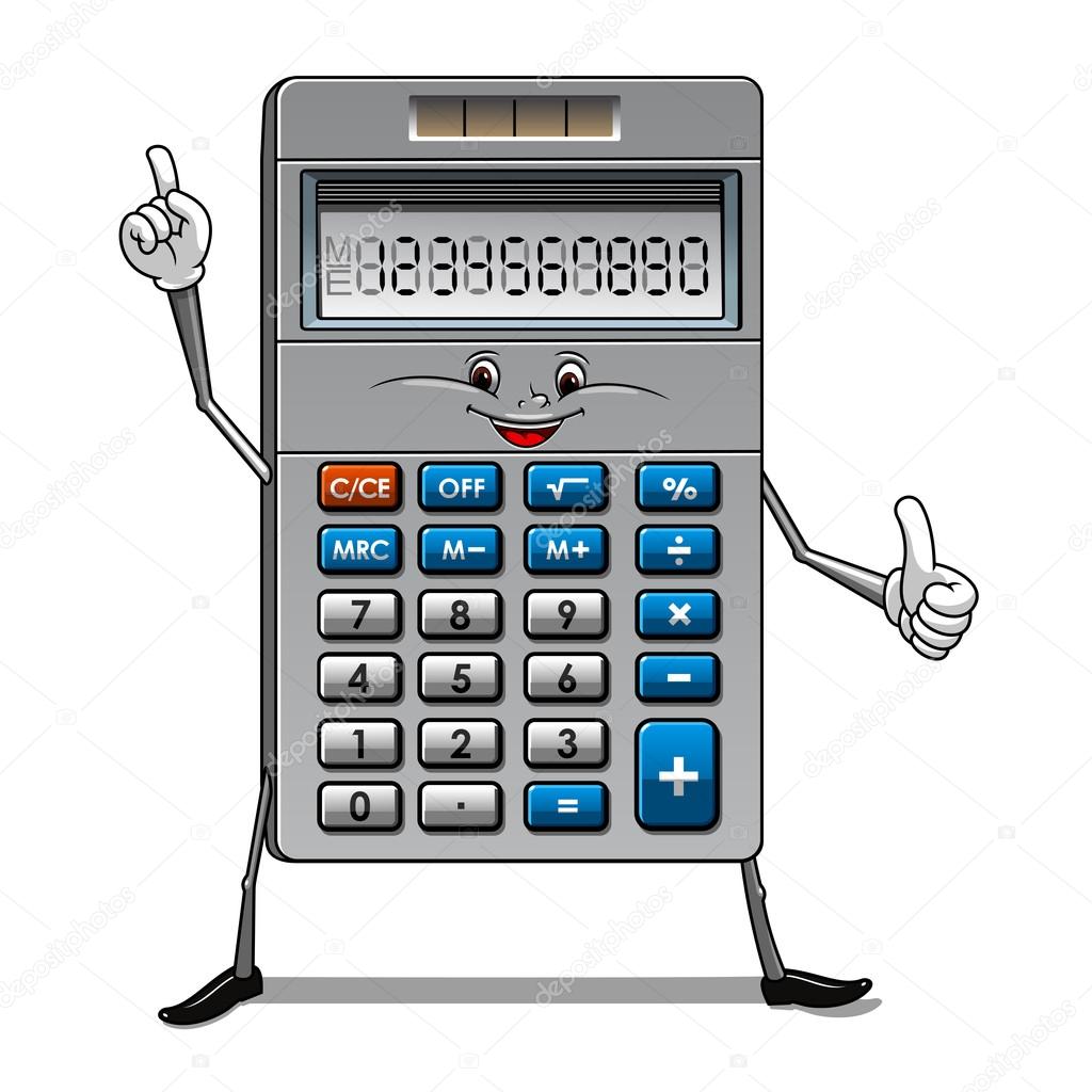 Solar powered calculator cartoon character