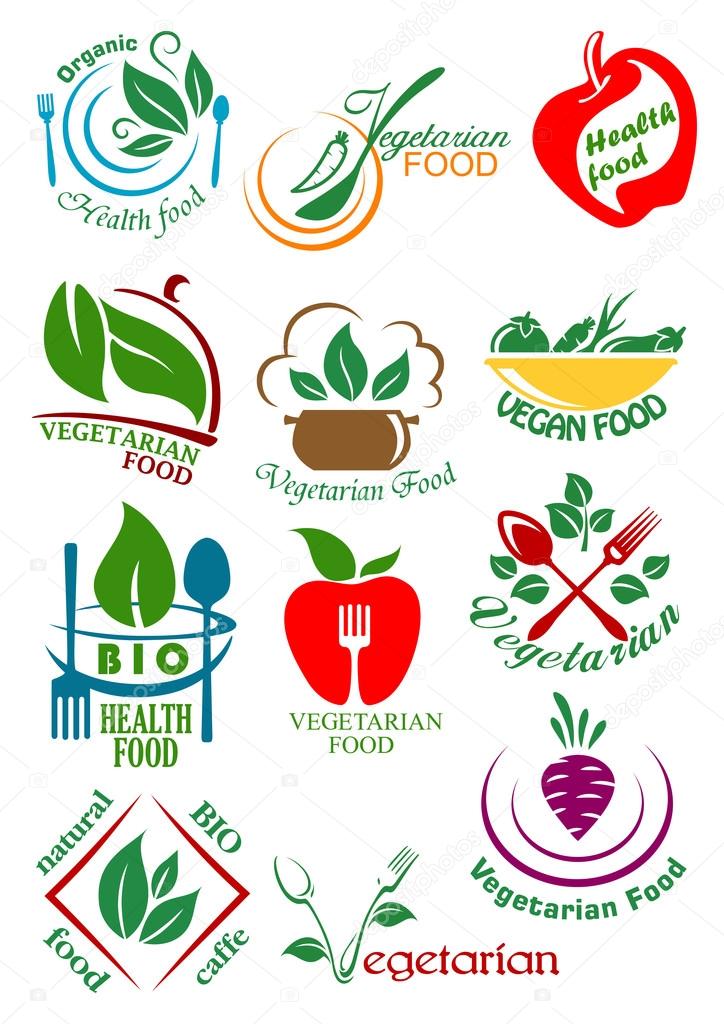 Vegetarian health food abstract design elements