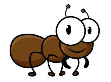 Çizgi film sevimli kahverengi karınca karakteri