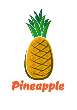 İzole karikatür taze ananas meyve