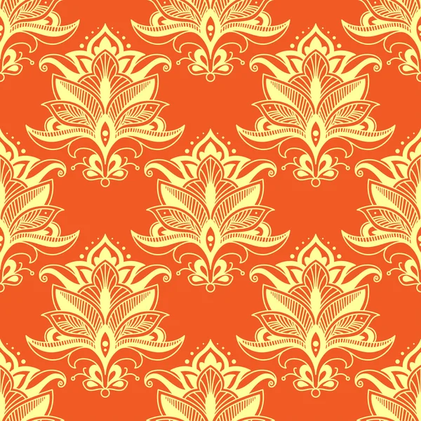 Orange indische Paisley stilisierte florale nahtlose Muster — Stockvektor