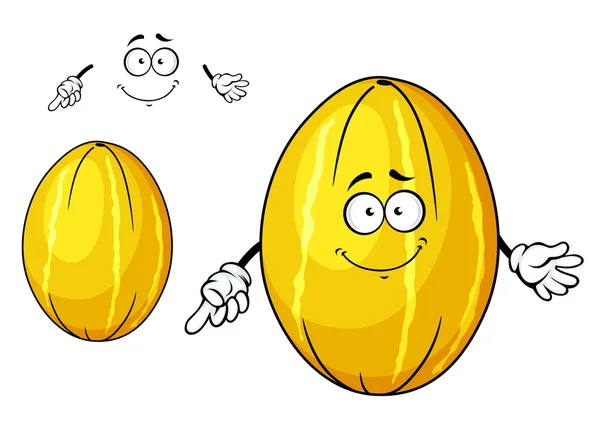Mignon melon jaune fruit personnage de dessin animé — Image vectorielle