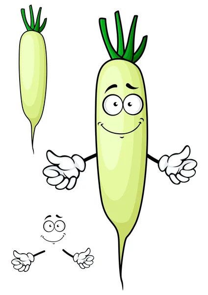 White radish or daikon vegetable cartoon character — Stock Vector