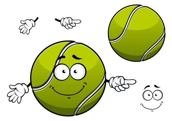 Alegre personaje de dibujos animados pelota de tenis verde — Archivo Imágenes Vectoriales