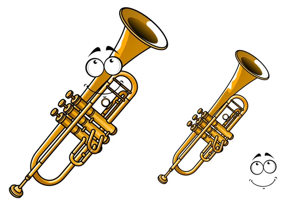 Shining brass trumpet cartoon character — Stock Vector