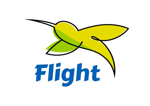Groene en gele kolibrie in vlucht — Stockvector