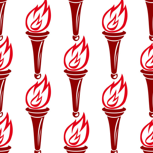 Горячий горящий красный факелы бесшовный фон