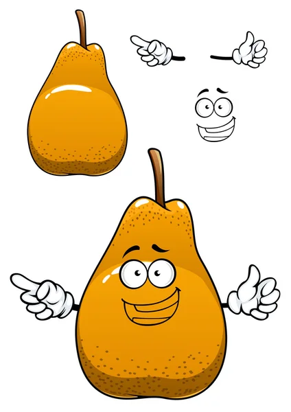 Divertido personaje de dibujos animados de fruta de pera amarilla — Vector de stock