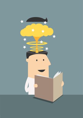 işadamı beyin patlama ile kitap okuma