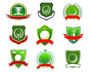 Golf emblems and logos in heraldic style clipart