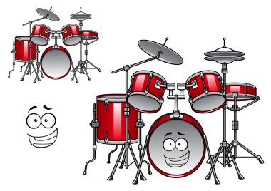 Kırmızı drum kit çizgi film karakteri