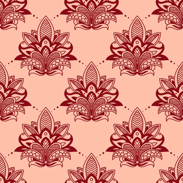 Vintage červené květy v perský vzor bezešvé — Stockový vektor