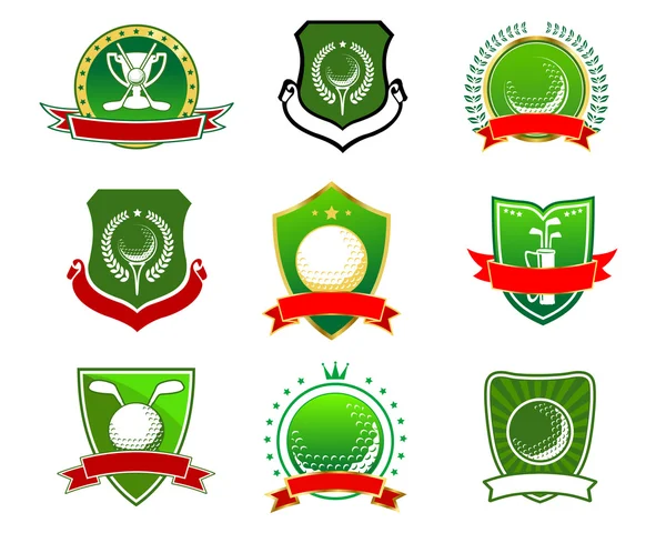 Emblemas y logotipos de golf en estilo heráldico — Archivo Imágenes Vectoriales
