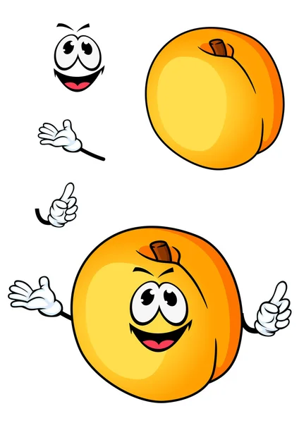 Smiling peach or nectarine fruit cartoon character — Stock Vector