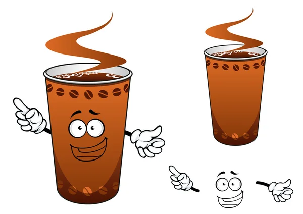 Takeaway tazza di caffè personaggio dei cartoni animati — Vettoriale Stock