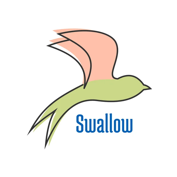 Swallow kuş uçan soyut siluet — Stok Vektör