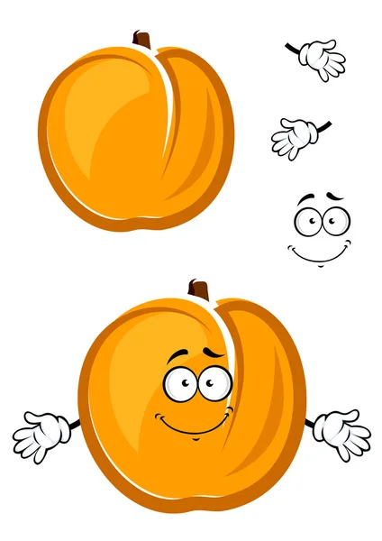 Desenhos animados bonito personagem de frutas de damasco com pele difusa — Vetor de Stock
