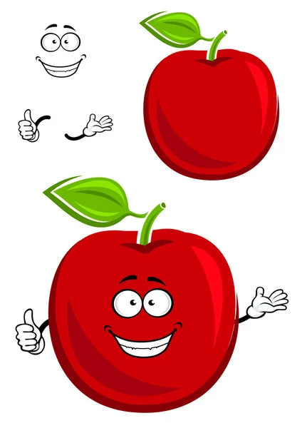 Kırmızı elma meyve karakter başparmak gösterilmesini — Stok Vektör