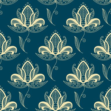 Oryantal desenli bej çiçek seamless modeli