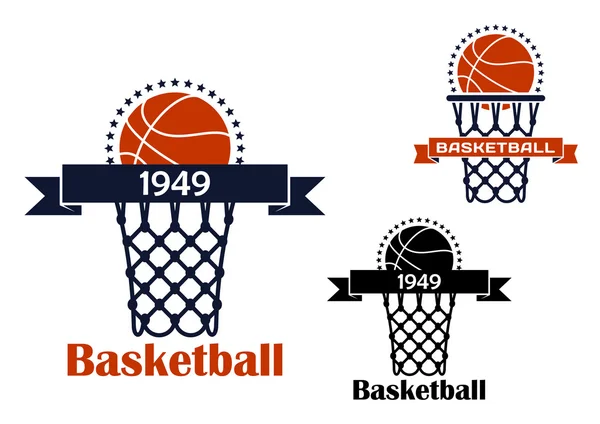 Esporte de basquete jogo emblema ou símbolo —  Vetores de Stock