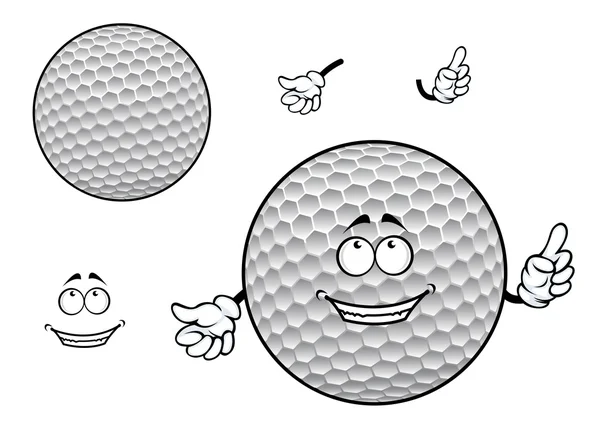 Cartone animato sorridente dimpled bianco personaggio palla da golf — Vettoriale Stock