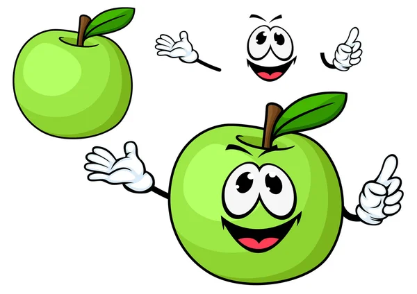 Мультфильм сочный зеленый яблочный фруктовый характер — стоковый вектор