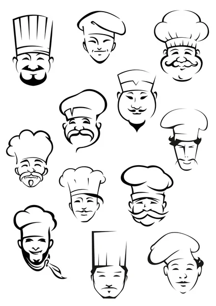 Chefs professionnels dans les toques du monde entier — Image vectorielle