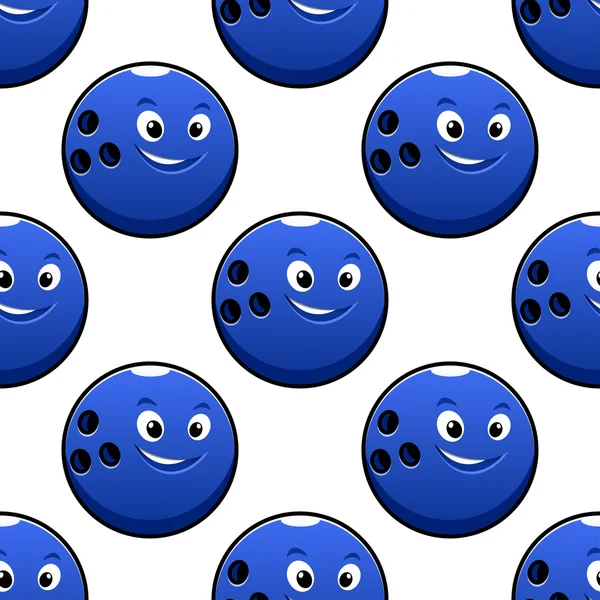 Seamless cartoon blue bowling ball characters pattern — Stock Vector