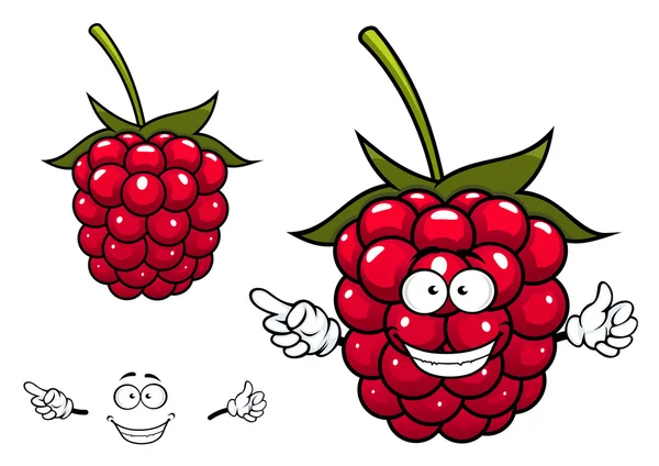 Joyful red raspberry fruit character — Stock Vector