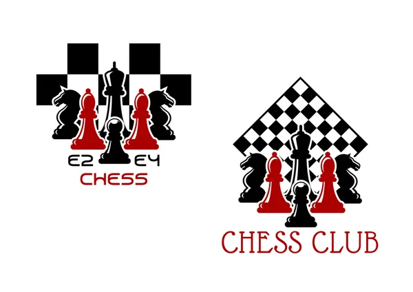 Σκάκι λέσχη αθλητισμού εμβλήματα ή σύμβολα — Διανυσματικό Αρχείο