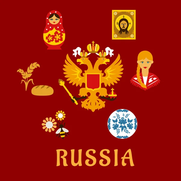 Russische traditionelle nationale flache Symbole — Stockvektor