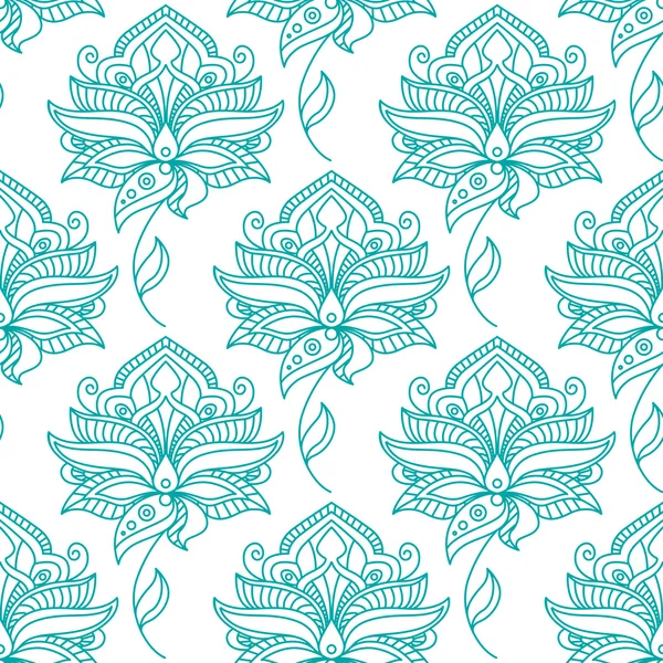 Sans couture contour persan motif de fleurs bleues — Image vectorielle