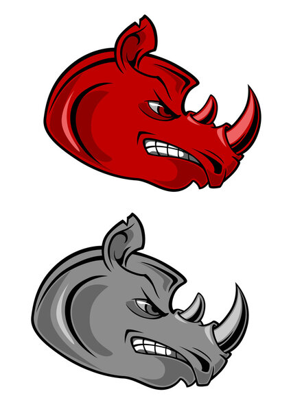 Агрессивный карикатурный носорог с обнаженными зубами
