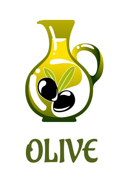Vaso di vetro con olio d'oliva — Vettoriale Stock
