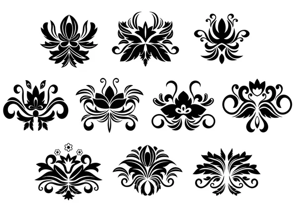 Retro floral and foliage design elements — Stock Vector