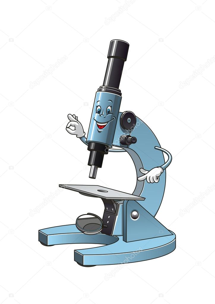 Microscope cartoon character with specimen slide