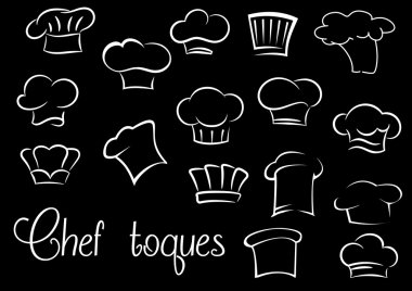 Chef toques and baker hats on black background clipart