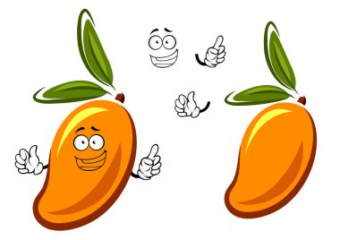 Tatlı turuncu mango meyve çizgi film karakteri