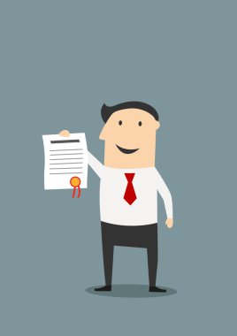 diploma veya sertifika mutlu işadamı gösterir