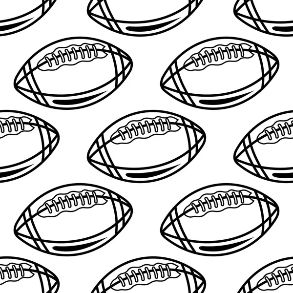 Modèle sans couture avec contour boules de rugby — Image vectorielle