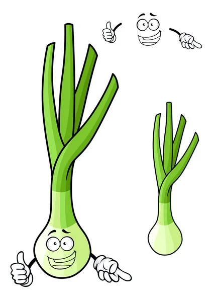 Divertido personaje de dibujos animados de cebolla de primavera vegetal — Archivo Imágenes Vectoriales