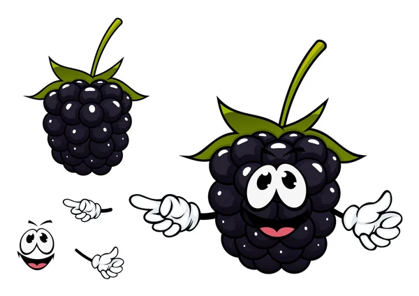 Funny ripe blackberry fruit character — Stock Vector