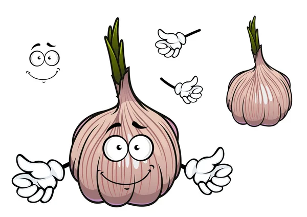 灯泡的发芽的大蒜蔬菜卡通 — 图库矢量图片