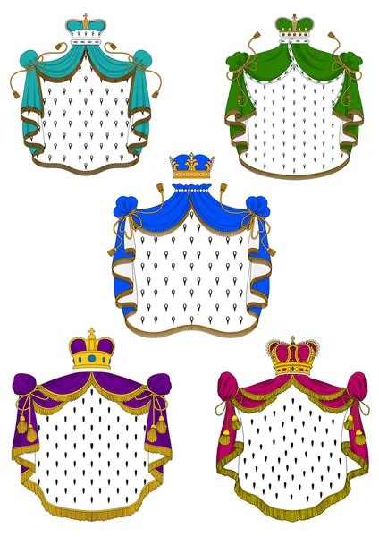 Colorful ceremonial royal mantles and crowns — Stock Vector